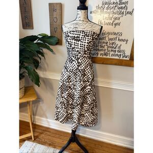 J. Crew Women's Polka Dot Starpless Fit and Flare Midi Dress Brown White Size 0